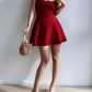 French retro square neck waist elastic slim fit suspender skirt short skirt R2812