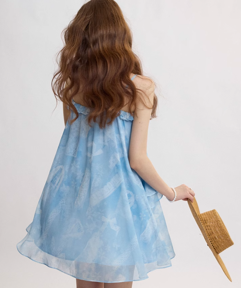 French suspender skirt seaside holiday dress floral skirt short skirt small skirt for women R3494