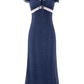 2025 Summer New Navy Retro Polka Dot French Square Neck Short Sleeve Long Dress R0927