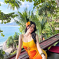 Gradient color tight figure-hugging dress long hip skirt slim sexy suspender long skirt R1590