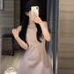 French round neck sleeveless suspender dress temperament waist high-end gentle short skirt R1560