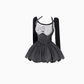 Sweet and spicy style long-sleeved color-blocked top 2025 waist denim halter neck tutu skirt suit R1334