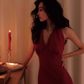 Retro wine red halter neck dress 2025 new sexy hip-wrapped slit dress R1444