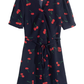 2025 Summer New French Retro V-neck Black Cherry Floral Wrap Dress R0939