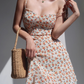 French style fresh girl floral camisole dress, slim fit and slimming, high waist short skirt dress R2870
