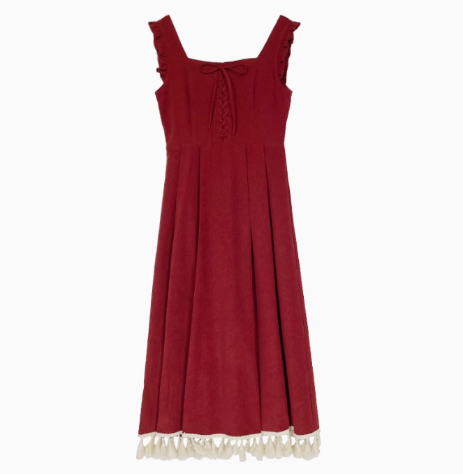 French style red slim dress for women 2025 engagement travel overalls dress R1893