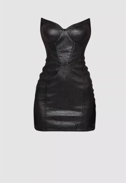 Sexy hot girl tube top waist dress 2025 large size high-end street hip leather R1115