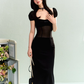 French elegant waist square neck splicing dress summer simple midi dress R3330