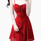 2025 Summer New Red Floral A-line Small Waist Suspender Dress R0911