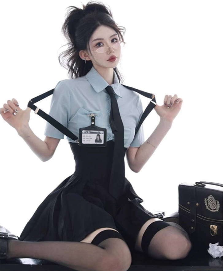 College style suspender fishbone dress 2025 large size pure desire JK suit skirt R1049