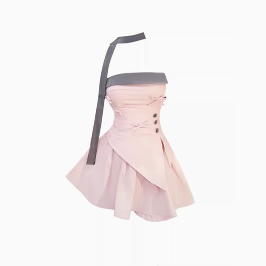 Sweet and spicy irregular tube top 2025 pure desire a-line skirt suit R1040