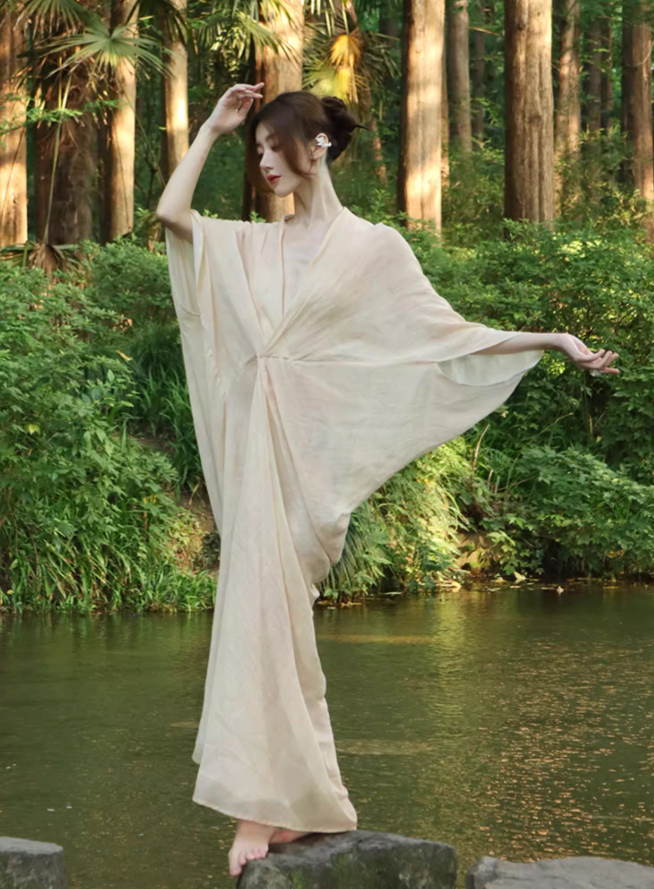 New Chinese style ancient town travel outfit ramie backless dress design photo skirt R1629