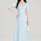 Tea break French style square neck puff sleeve dress new style chic sweet waist skirt R2376
