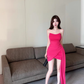 One-shoulder tube top dress niche design ribbon slim hip-hugging small gift skirt R0560