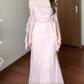 Pink small flying sleeve dress beautiful fairy dress medium length R0700