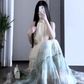 Sleeveless halter dress with beautiful temperament and waist A-line long skirt R0766