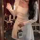 White Wedding Dress Long Sleeve Square Neck Women Elegant Evening Prom Party Dress       S5421
