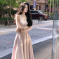 Elegant Party Dress Women White Midi Dress Vintage Birthday Casual A Line Dresses       S5400