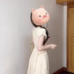 Temperament white v-neck puff sleeve dress female 2025 new beautiful waist slimming a-line long skirt R0478
