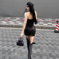 Sexy hot girl tube top waist dress 2025 large size high-end street hip leather R1115