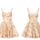French suspender dress floral dress holiday wear short skirt R2698