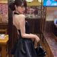 High-grade tube top halter neck dress 2025 backless waist tutu skirt R1214