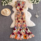Beautiful heavy-duty three-dimensional flower embroidery embroidered seaside holiday dress with a high-end feel R0308