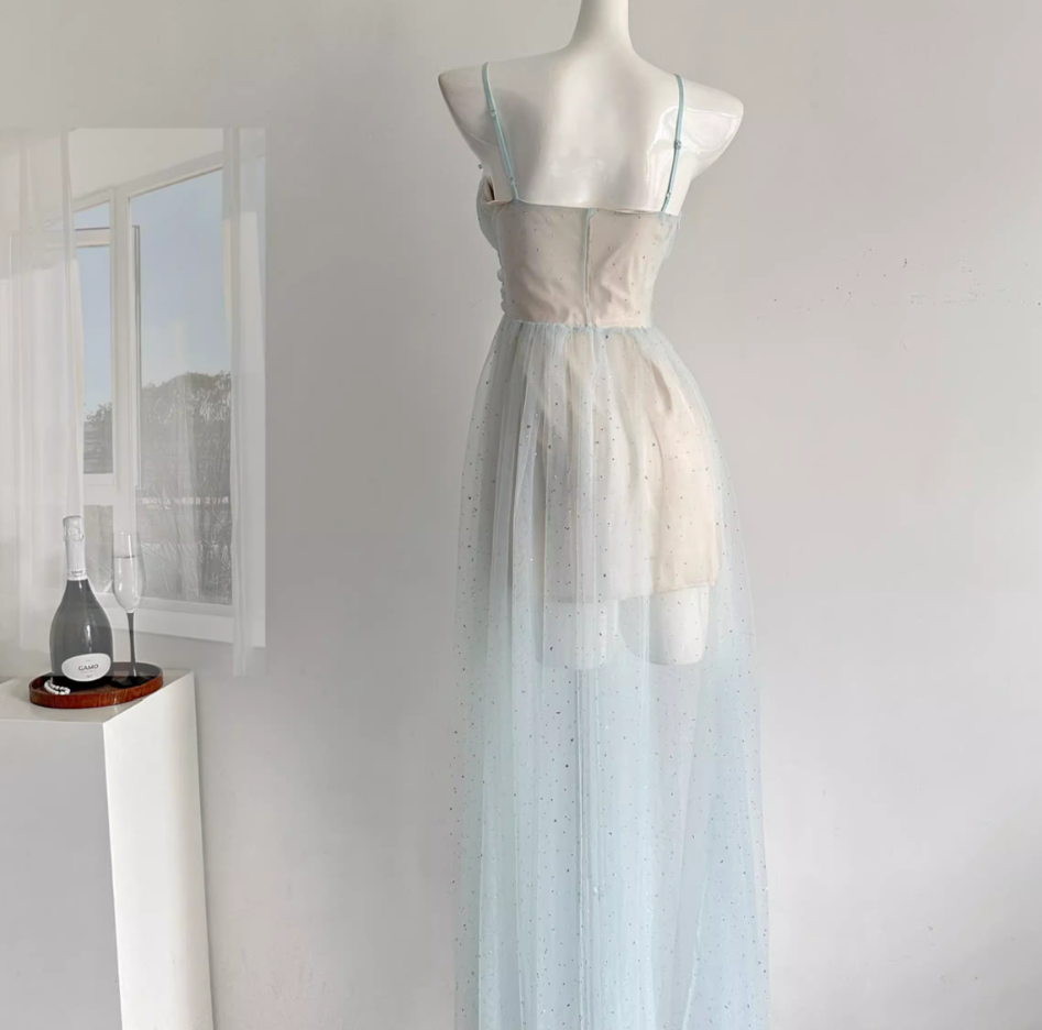 Blue teardrop diamond tulle skirt R2063