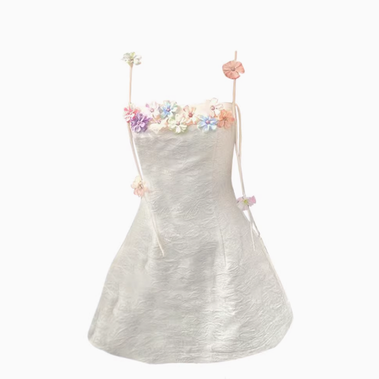 Pure desire slim three-dimensional flower dress 2025 sweet casual slim suspender skirt R1366