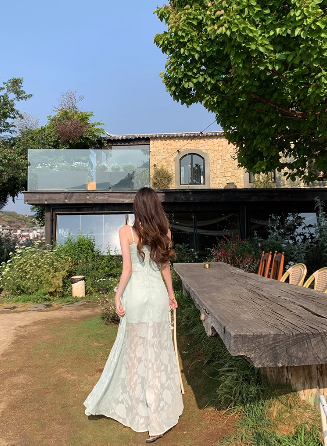 Gentle style suspender dress 2025 new style waist temperament long skirt R0591