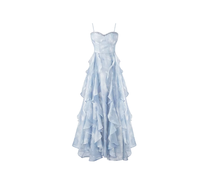 Tea break French blue suspender dress seaside holiday beach dress R0006
