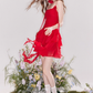 French flower tie ruffled collar suspender dress R4542