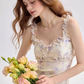 Private French floral suspender skirt wood ear edge dress holiday short skirt skirt R2712