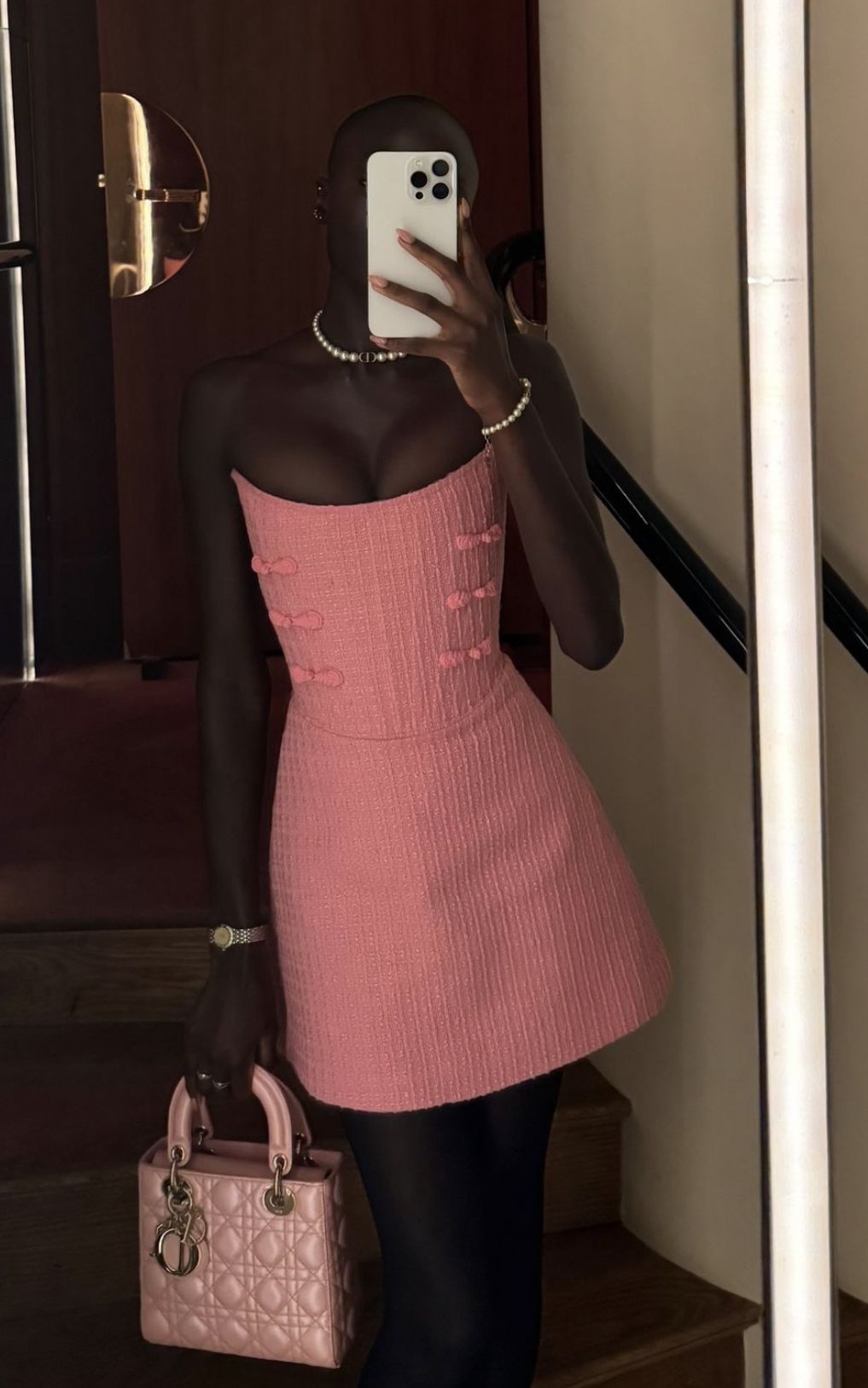 Pink cute tube top waist A-line short skirt homecoming dress R3577