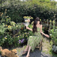 Green floral suspender dress beautiful waist A-line long skirt R0601