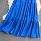 French style super fairy blue suspender skirt holiday dress slim petite loose travel beach skirt R0381