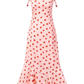 2025 Summer New Pink Floral Rose French Fishtail Long Suspender Dress R0956