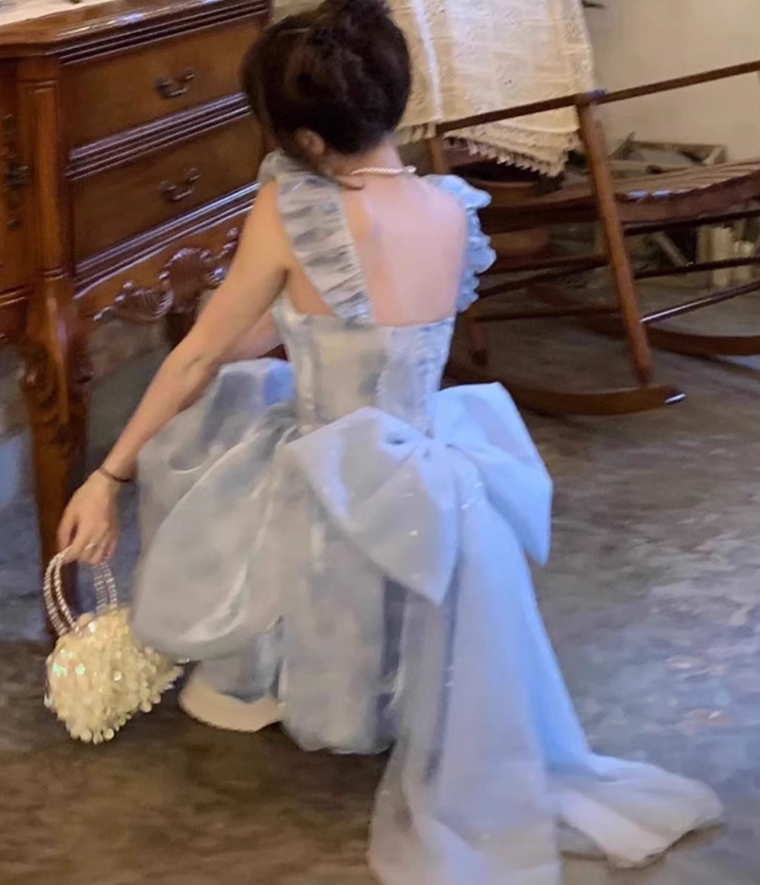 Sweet outfit French Disney trailing princess dress fluffy fairy dress small dress high-end R1646