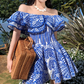 French heavy embroidery hollow ruffle short skirt one shoulder holiday waist slim fishbone tube top dress R0201