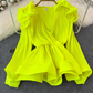 Ruffled waist shirt 2025 niche design three-dimensional petal waist cover meat slim top trend R0390