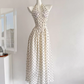Polka dot halter dress 2025 new V-neck long dress temperament waist skirt R2034