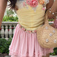 Apricot tube top 3D flower pink short skirt homecoming dress R2794