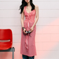 Red plaid waisted halter neck dress summer V-neck ribbon French temperament long dress R3324