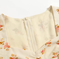 2025 Summer New French Square Neck Puff Sleeve Mid-Length Floral Waist Dress R0928