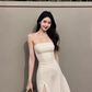 Large size French pure desire high-end tube top dress slit sexy dress long skirt R1858