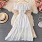 Bali resort beach slim long skirt sexy off-shoulder one-shoulder ruffled chiffon dress R0326