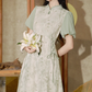 New Chinese style light national style improved cheongsam waist Zen dress R2362