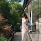 High-end V-neck dress new summer French design waist niche temperament long skirt R4334