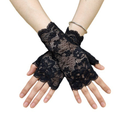Short lace gloves fingerless bridal wrist gloves opera evening wedding tea party dance     S6221