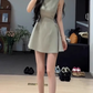 French high-end sleeveless vest dress 2025 temperament lady waist A-line skirt R1405